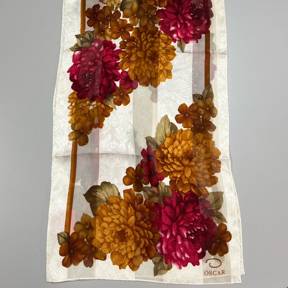 Vintage Oscar De La Renta Silk Floral Scarf - Picture 3 of 11